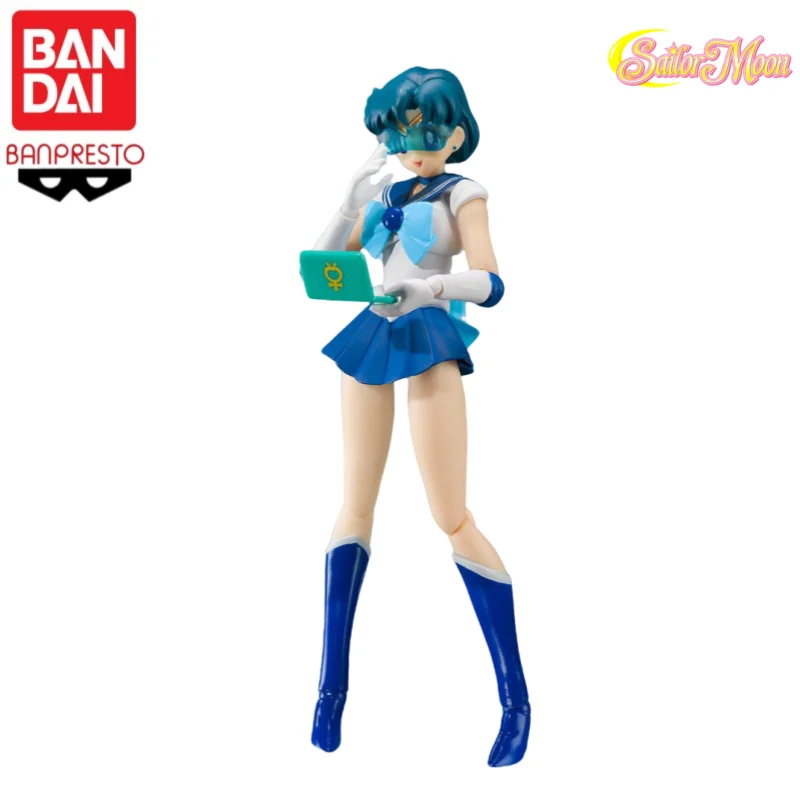 متوفر في المخزون الأصلي بانداي S H Figuartssailor Moon Mizuno Ami بحار بلوتو شخصية مفصلية أنيمي لعبة مجسمة هدية