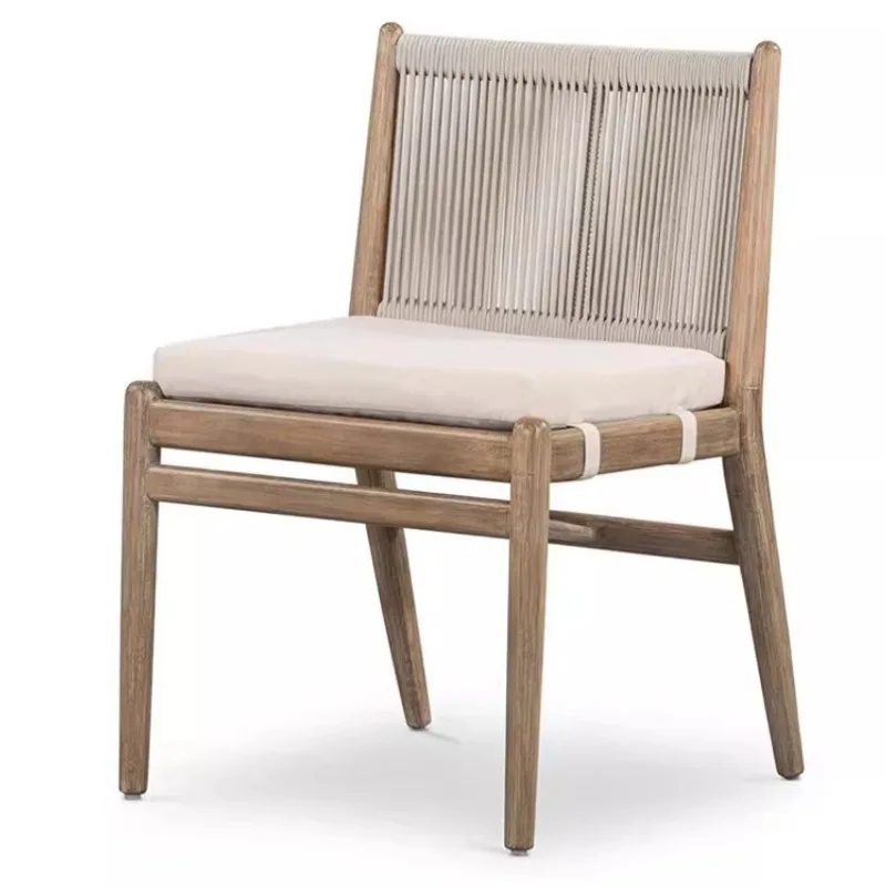 Krzesło do jadalni z litego drewna w stylu nordyckim, nowoczesne, proste, lekko luksusowe, wysokiej klasy krzesło z oparciem, krzesło do jadalni, rattanowe krzesło do salonu, B&B