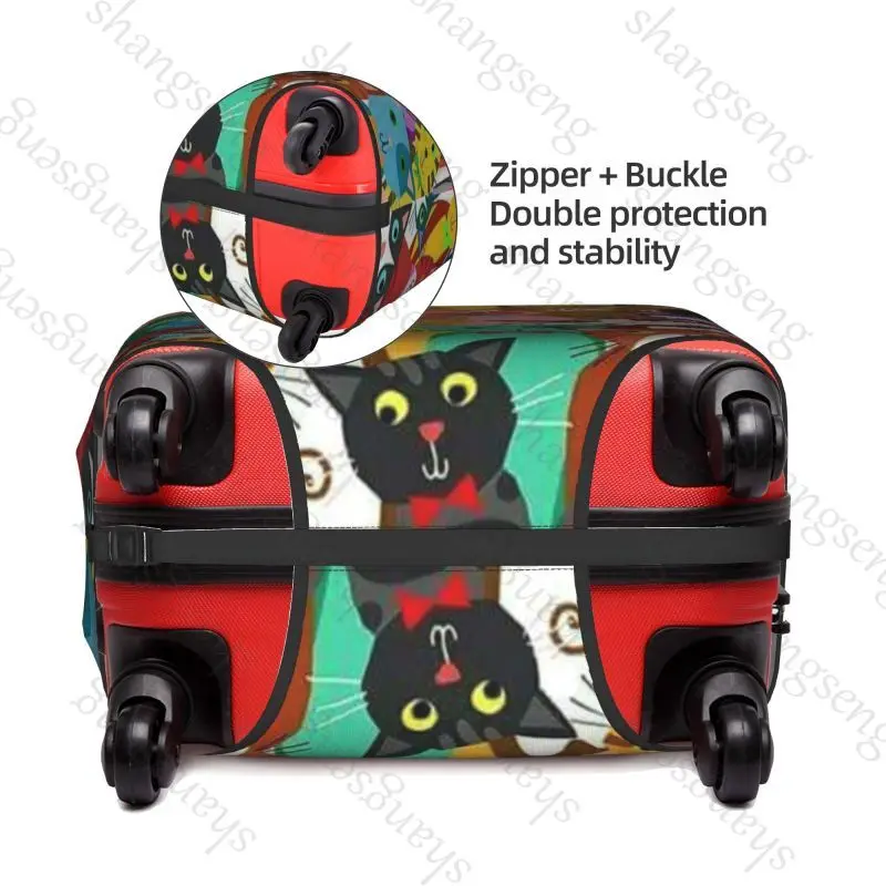 funny Cute Cat Pattern Travel suitcase protective case, suitcase cover, elastic protection, washable Luggage cover, 18-32 in