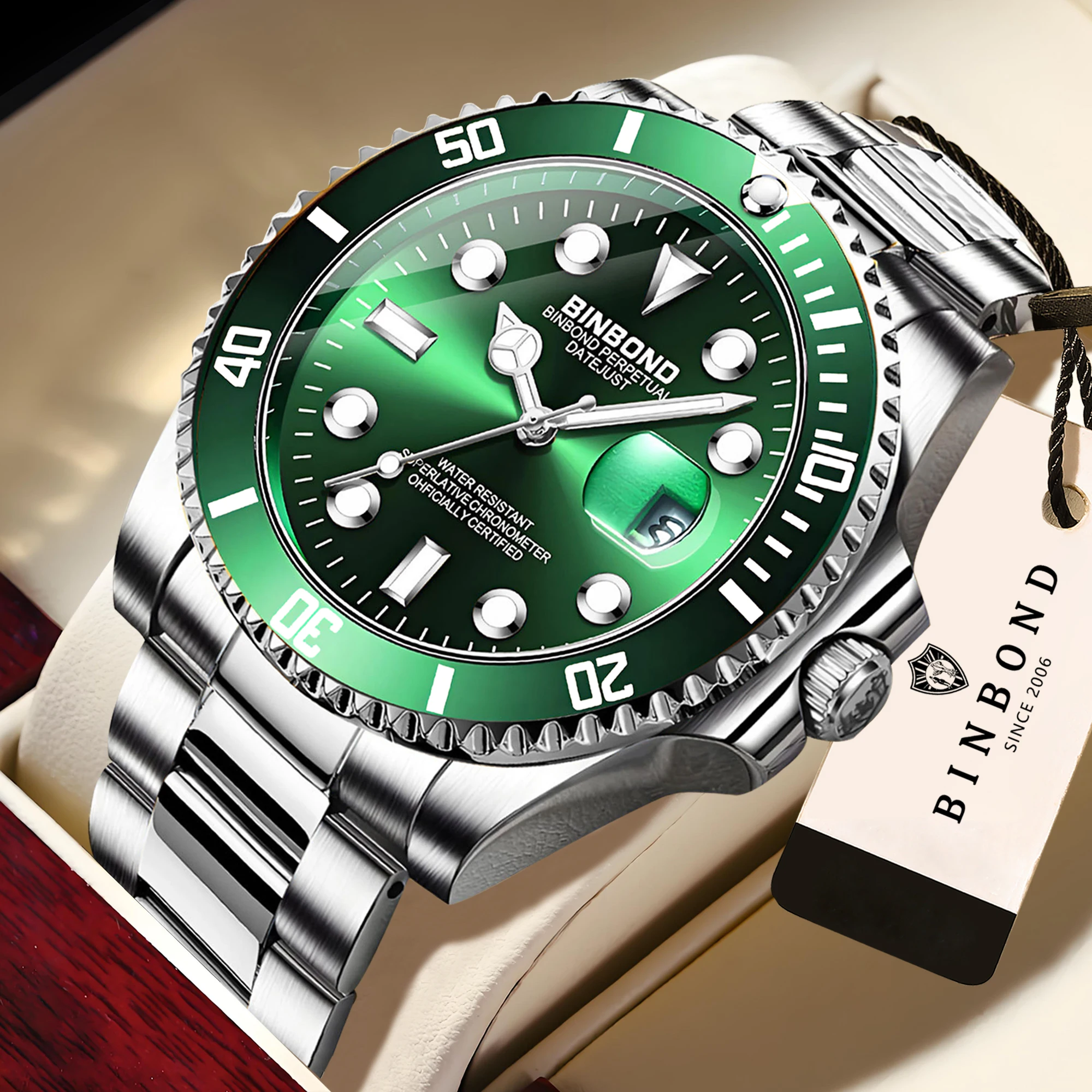 BINBOND Orginal Quartz Watches For Men Luxury Luminous Waterproof Men's Watch Reloj Montres Hommes Original Luxe +Box