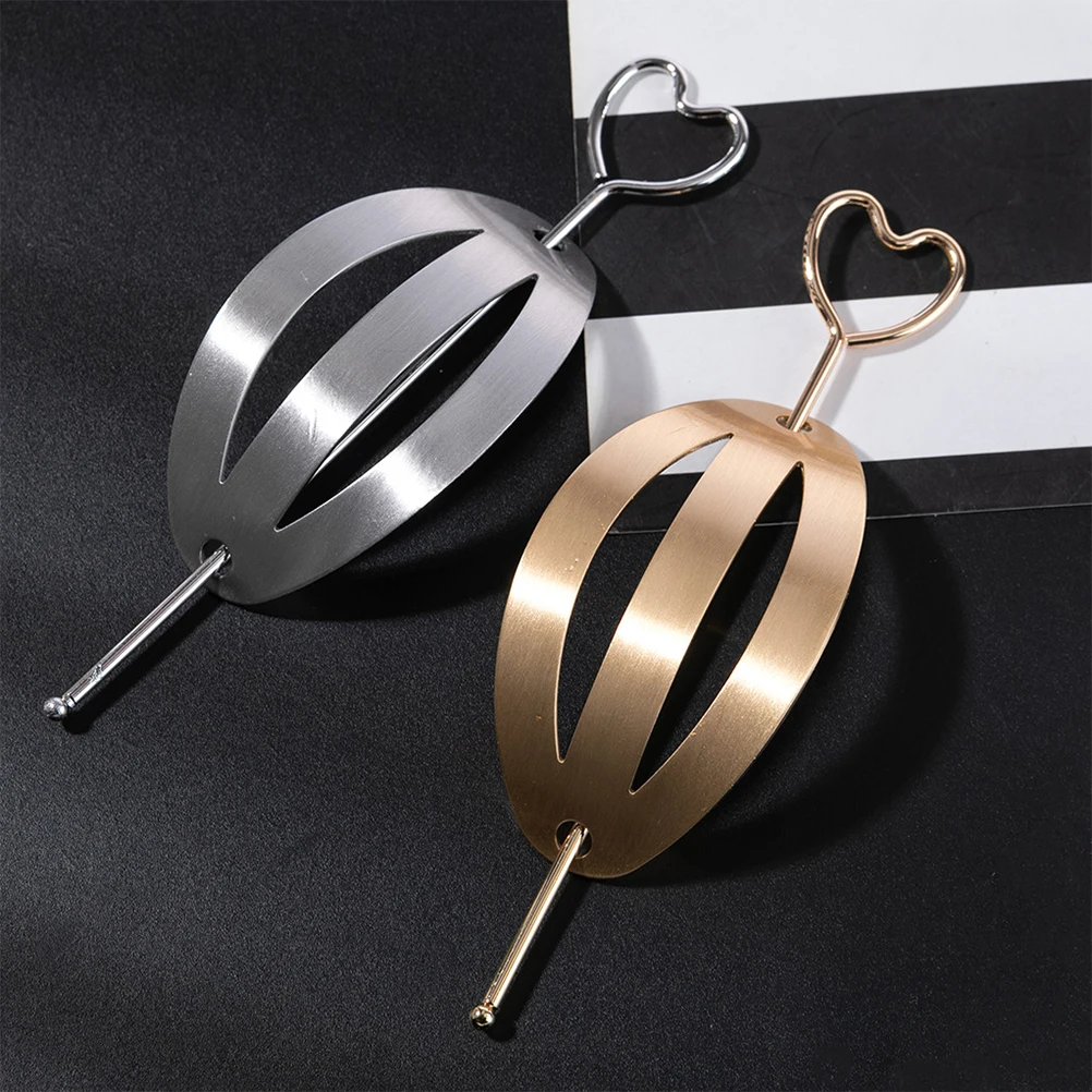 

4Pcs Love Hairpin Alloy Women Clips Barrette Bun Holder Ponytail Cuffs Gold Silver Metal Hair Sticks for Buns Chignon Pin