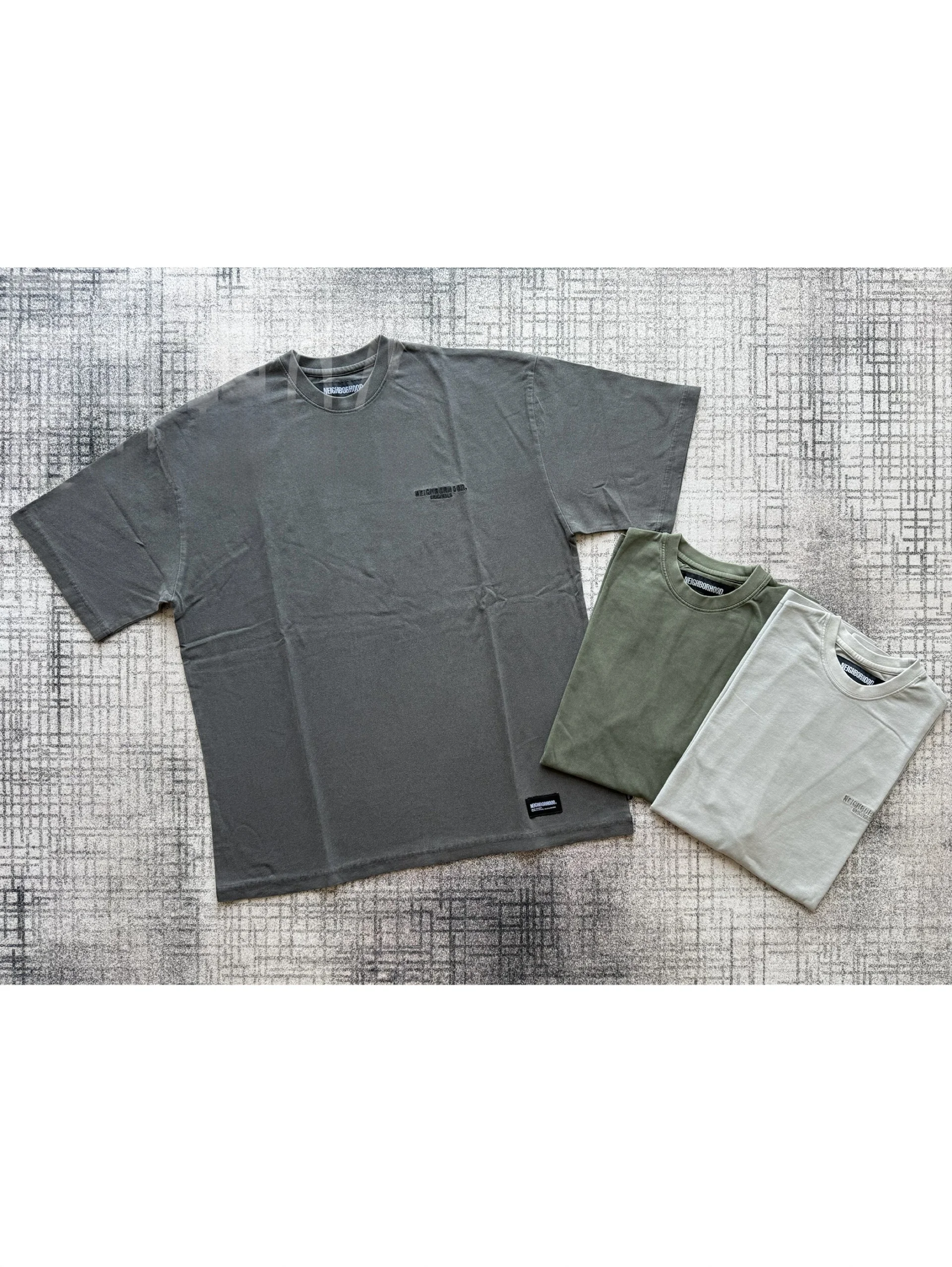 Neighborhood Wu Wen Le 25SS Japanese Style Washed Vintage Snowflake Embroidery Loose Fit round Neck Short Sleeve T-Shirt