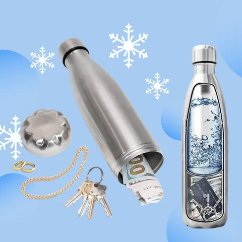 750ml Portable Diversion Water Bottle Secret Stash Pill Organizer Can Safe with Hidden Money Compartment And Key Ring