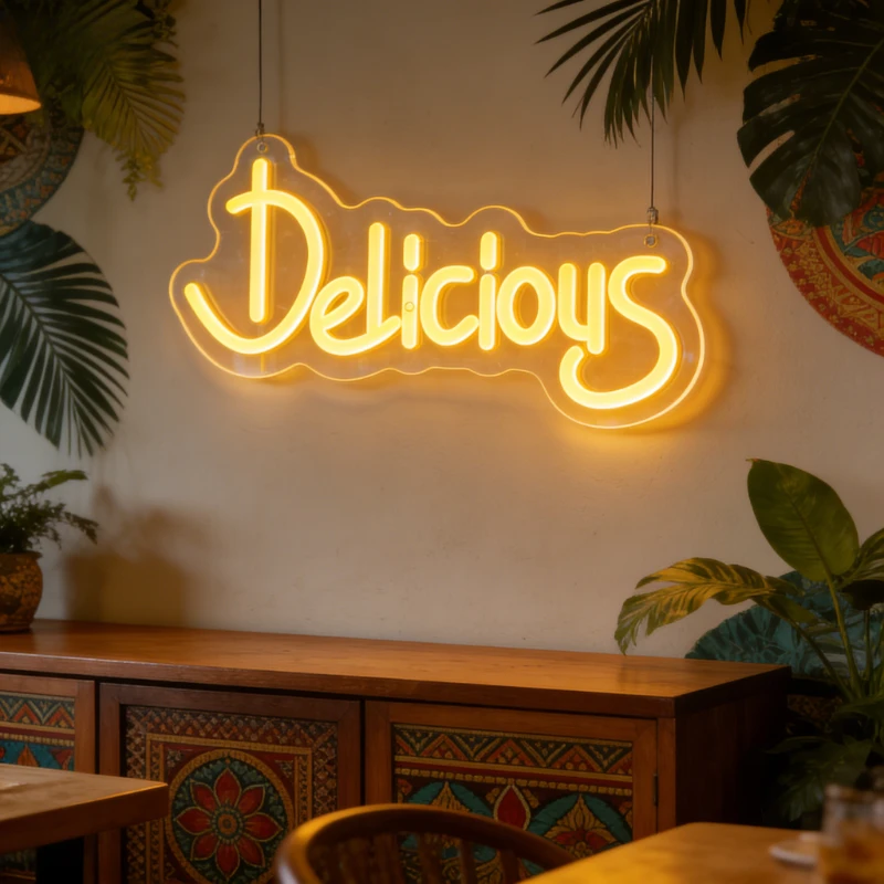 Delicious Neon Sign LED Marquee Light for Kitchen Restaurant Cafe Decor Aesthetic Food Desk Table Night Light USB Wall Art Gift
