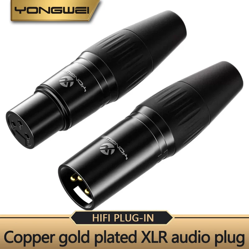 YONGWEI 3Pin Gold-plated XLR Male/Female Plug Microphone Connector Zinc alloy Housing Balanced Speaker, power amplifier, mixer