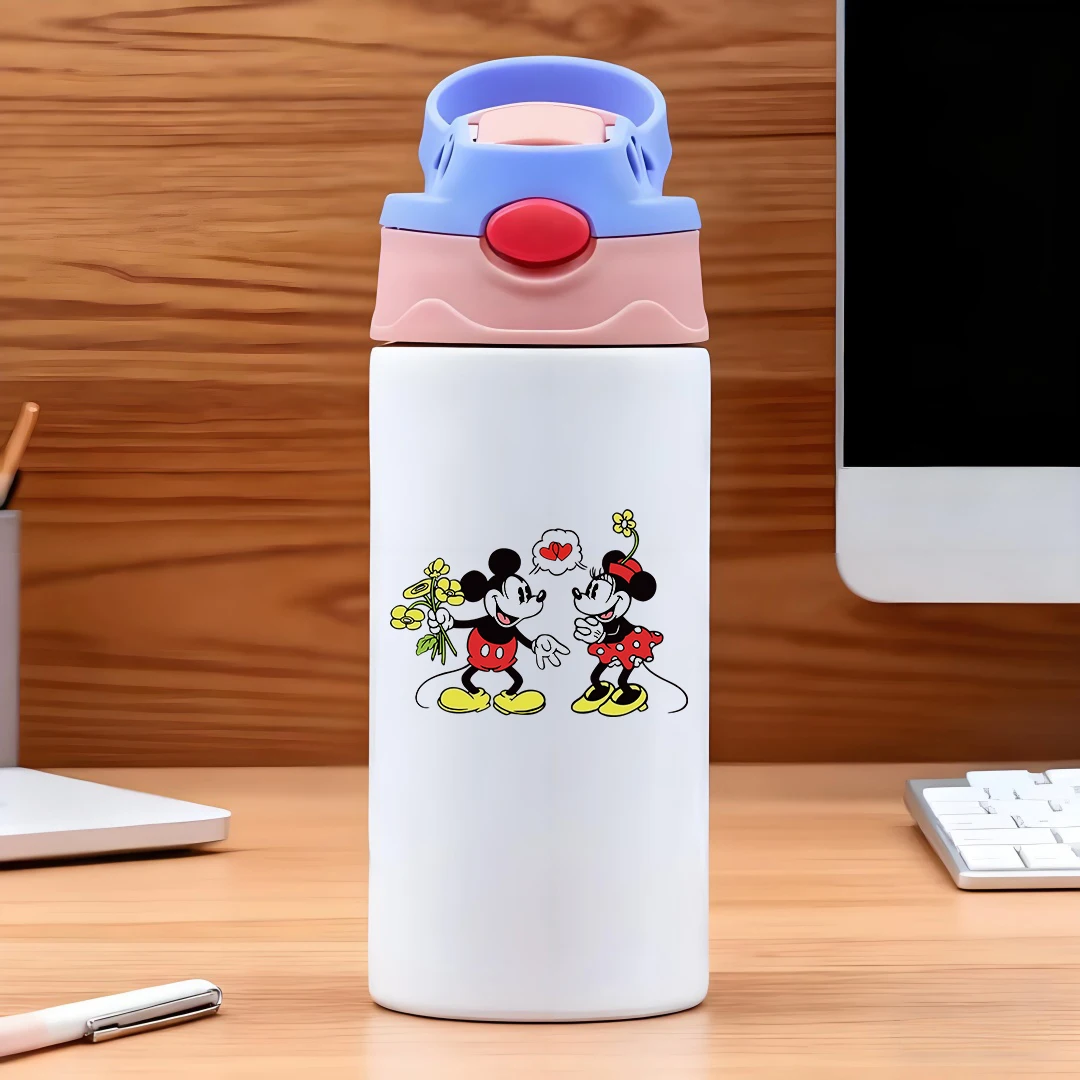 

Disney Mickey and Minnie cartoon design 304 stainless steel cartoon straw cup children's water bottle perfect New Year gift