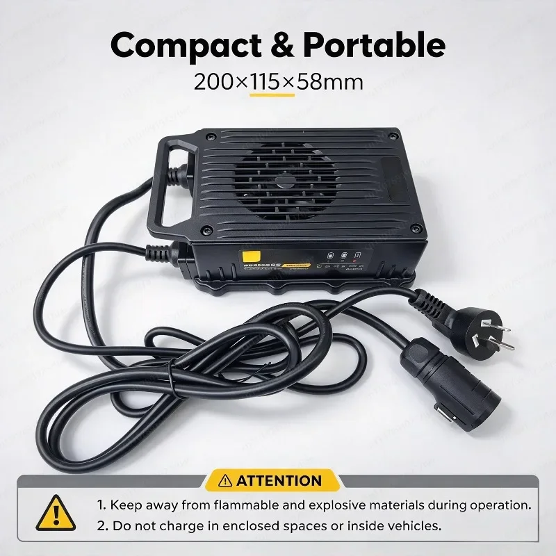 60V 12A Fast Battery Charger, Compatible with 60V 32Ah 38.5Ah 40Ah, 3-Stage Smart Charging for E-Bike