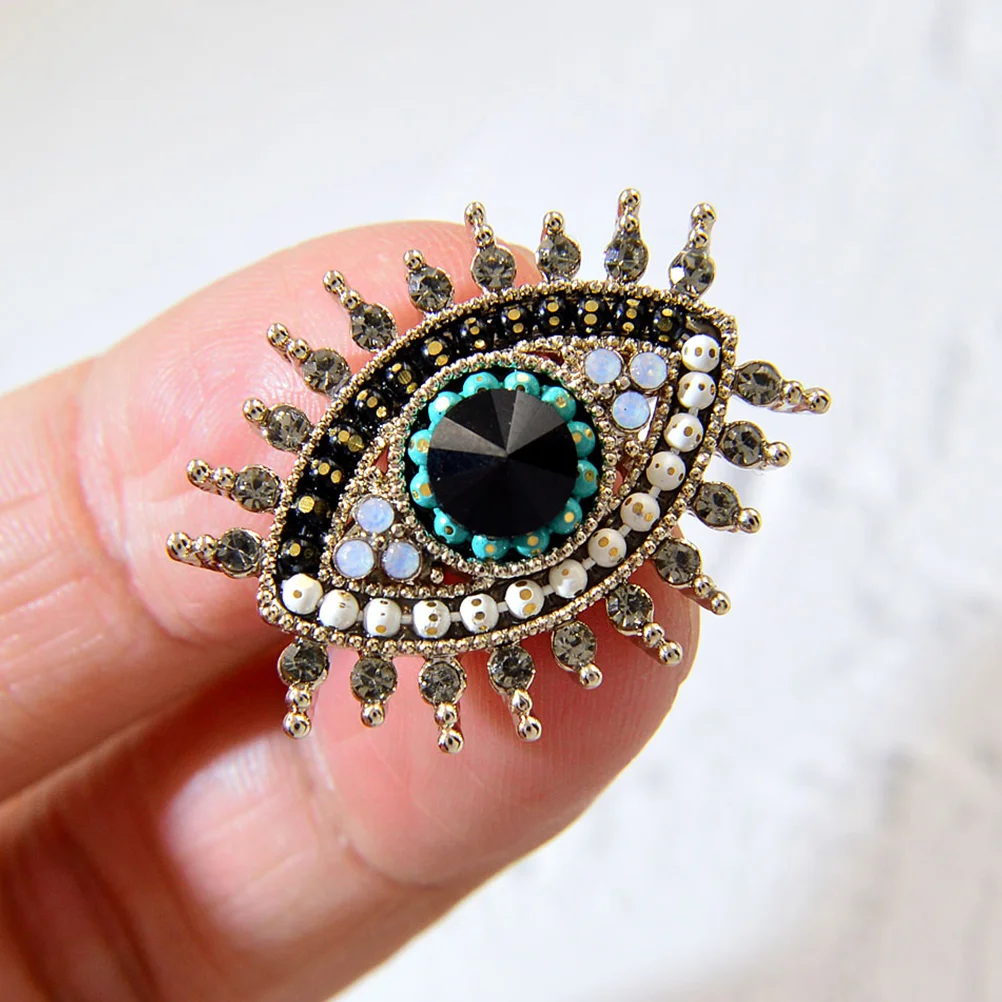 Demon Eye Brooch Retro Decor Pin For Backpacks Simple Evil Metal Clothes Miss Lapel Rhinestone