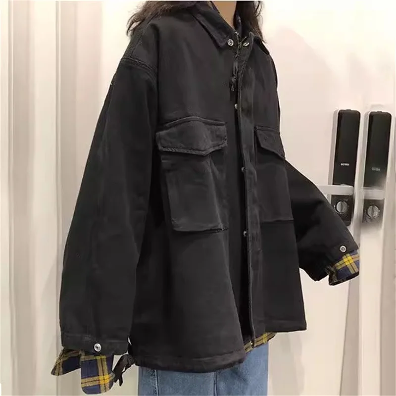 2024 Spring Autumn New Loose Versatile Work Coat Women Academy Fashion Retro Versatile Jacket Original Night Casual Solid Color