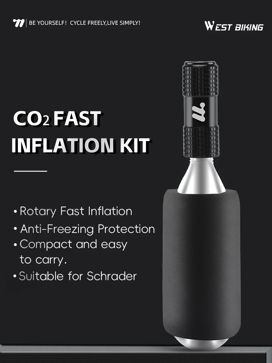 AliExpress West Biking WEST BIKING Bicycle inflation Nozzle Aluminum Alloy CO2 Fast Inflation Kit For AV/FV No Gas Cylinder MTB Road Bike Accessories