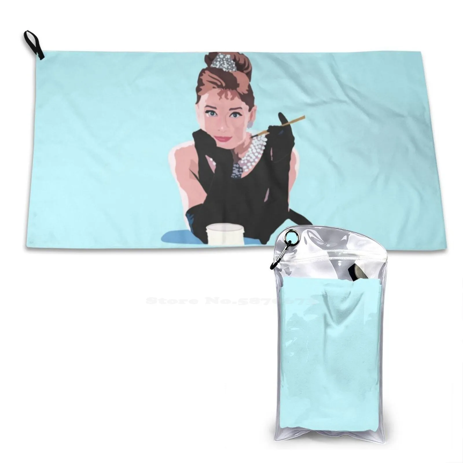 Breakfast At Soft Towel Quick Dry Beach Towel Audrey Hepburn Breakfast At 1950S Classic Movies