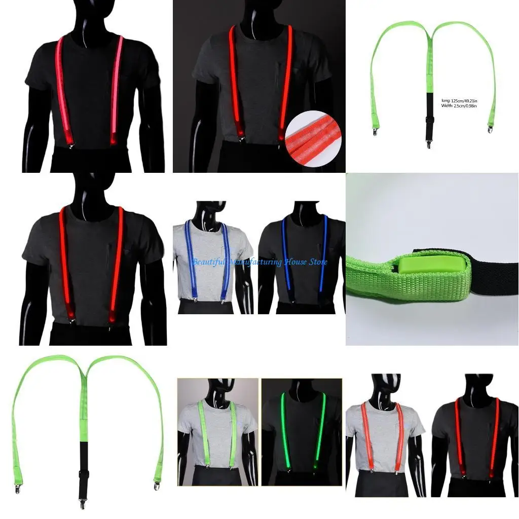 

E56A подтяжка для мужчин с подсветкой, ремень на спине для музыкального фестиваля, вечеринки, ночного клуба, костюм, плечевой