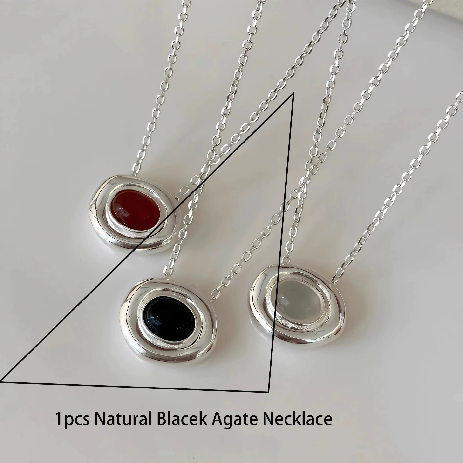 Women's 925 Sterling Silver Bead Geometry Necklace, Korean Design