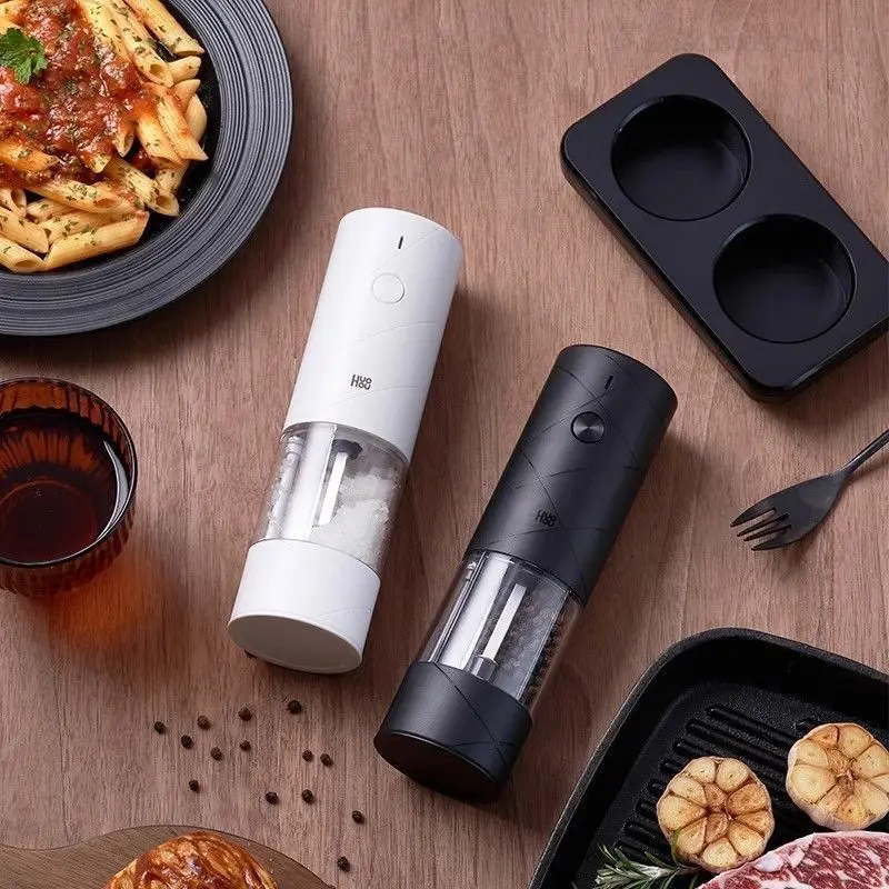 HUOHOU Electric Grinder USB Charging Electric Pepper Grinder with Base Rechargeable Electric Spice Grinder Kitchen Tools