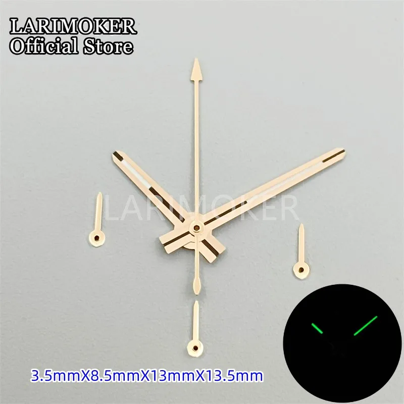 LARIMOKER silver gold  rose gold watch hands Green luminous  fit VK63 quartz Movement