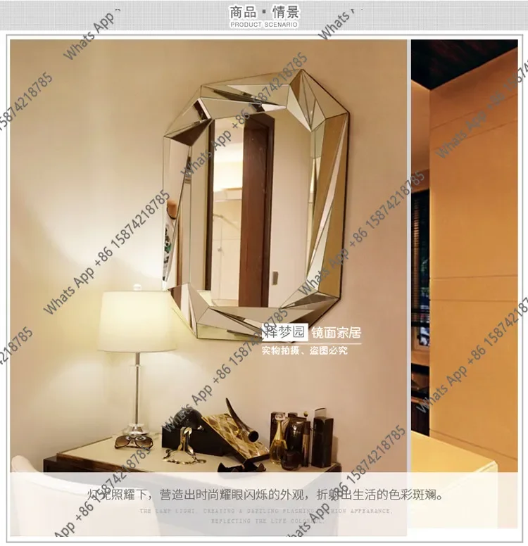 X36 Three-dimensional Hanging Mirror Decorative Entrance Bathroom Mirror Fashion Makeup Mirror European Style