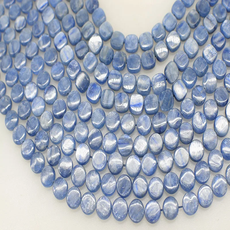 

Loose beads 6A blue Kyanite square oval coin 4*10mm 39cm nature FPPJ wholesale