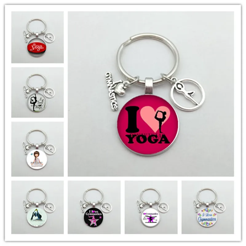 

fashion I Love Gymnastics keychain women men jewelry Peace Love Gymnastics charms key chain ring jewelry