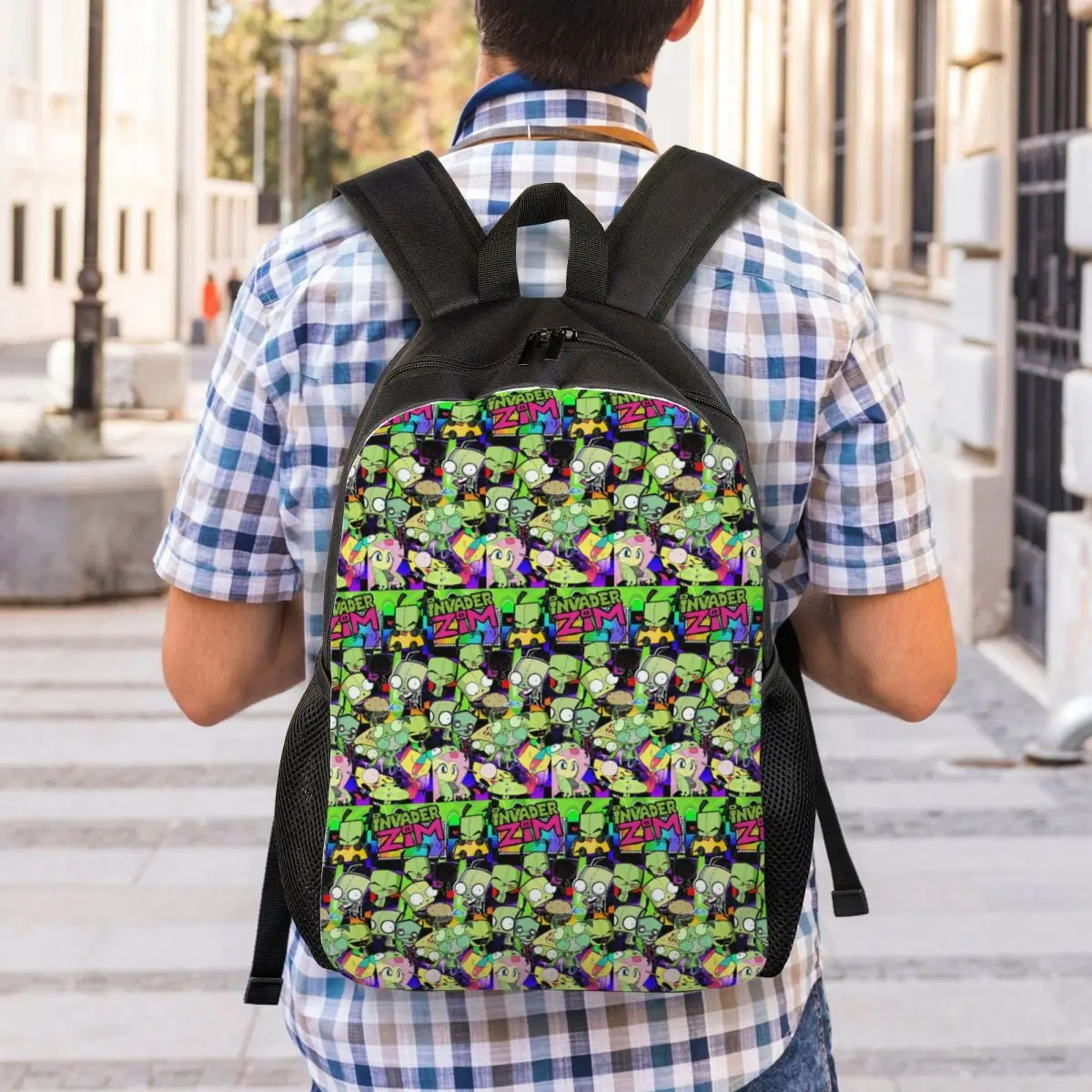 Invaders Zims Anime Cartoon Alien Backpack Student Boys Girls BookBag School Bag Laptop Shoulder Bags
