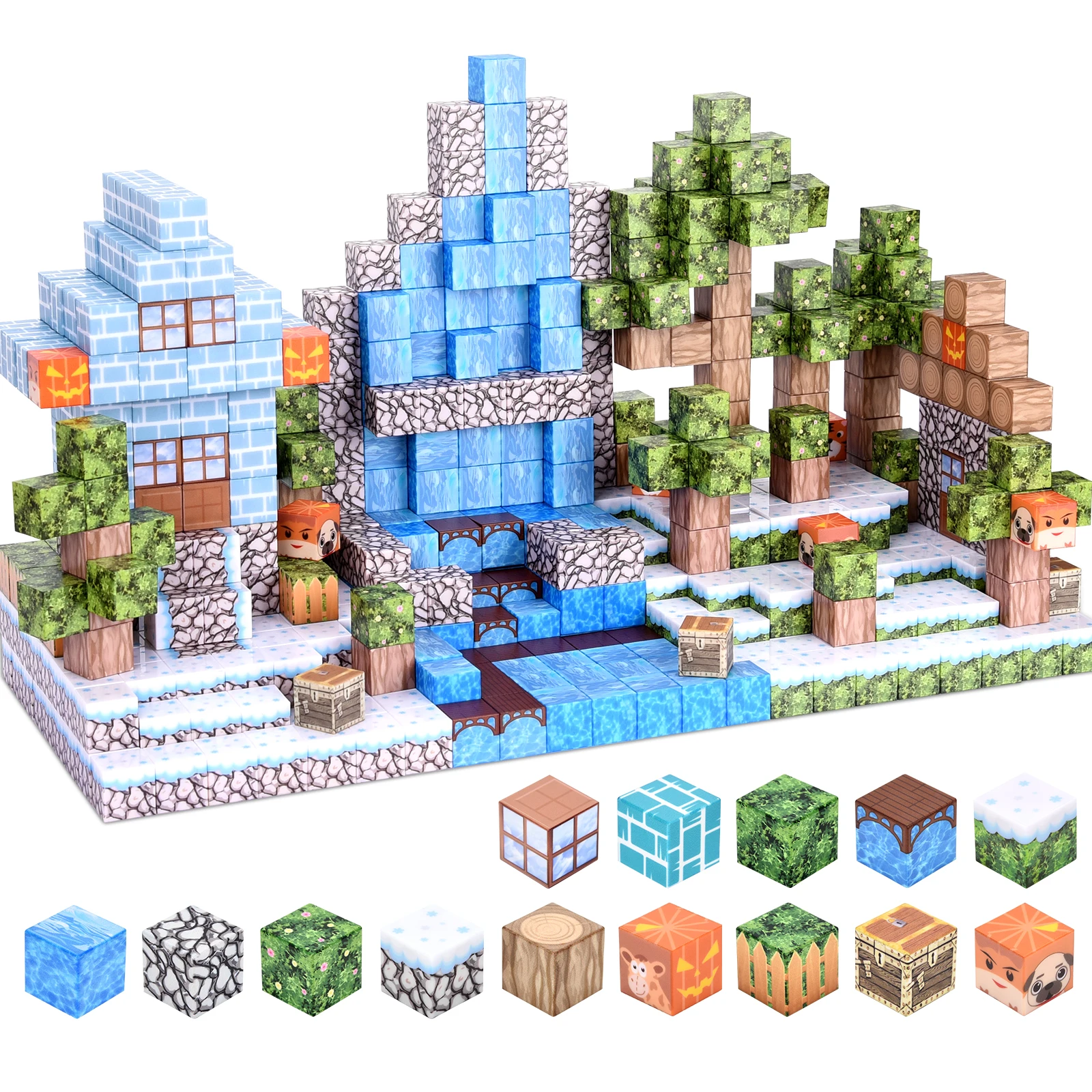 100個の磁気ビルディングブロック、磁気タイルでマグネットワールドを構築、STEM感覚玩具、幼児、子供、女の子、男の子向け、3歳以上