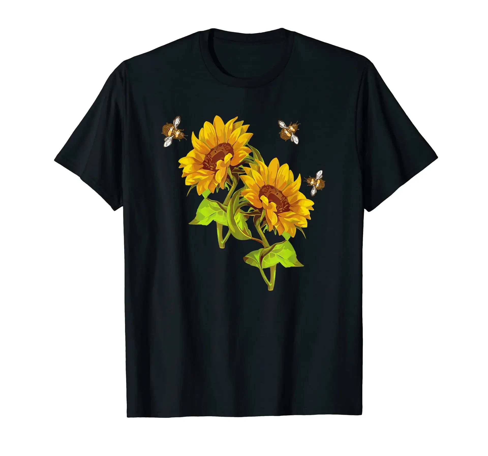T-shirt allentate stampate con fiori di girasole e amore a maniche corte estive per magliette da uomo e da donna, vestiti Kawaii