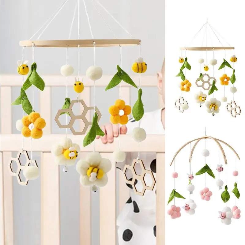 Baby Rattle Toy Bee Flower Mobile On The Bed Newborn Bed Bell Hanging Toys Holder Bracket Infant Crib Boy Toys