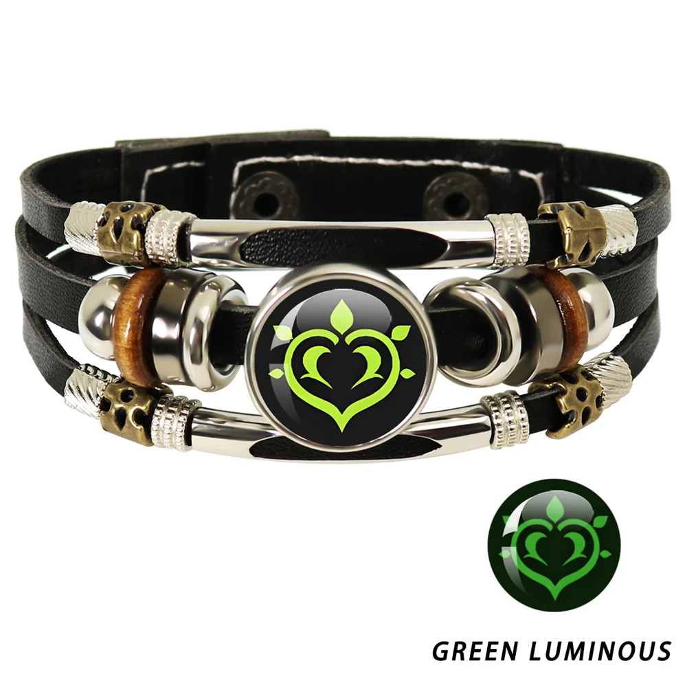 Luminous Genshin Impact Game Cosplay Prop Eye of God Water Wind Thunder Fire Rock Ice Element Purple Bracelet Jewelry Fans Gift