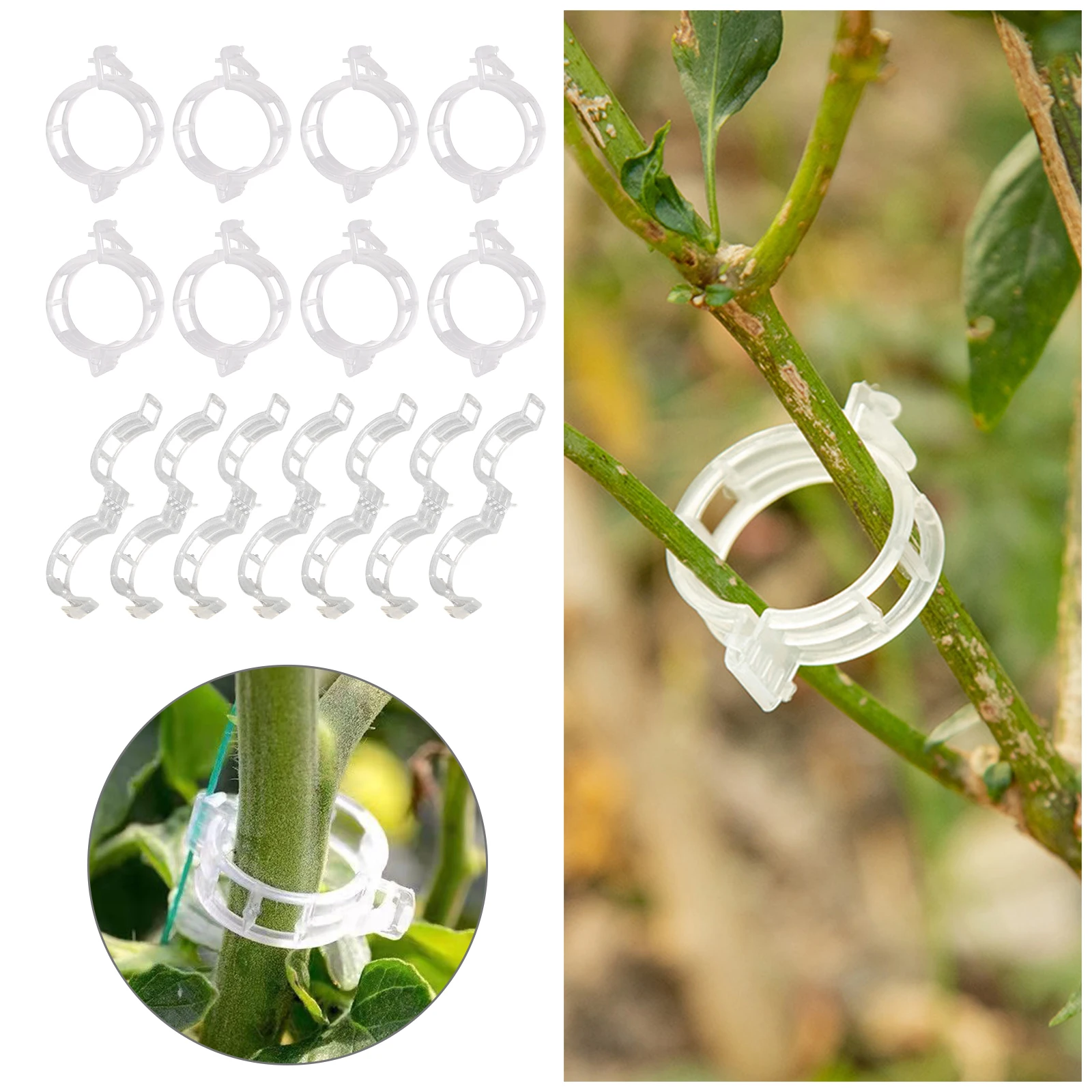 30/50/100PCS White Plastic Plant Fixed Clips Reusable Protection Grafting Fixing Plant Vegetable Tomato Tools Garden Supplies