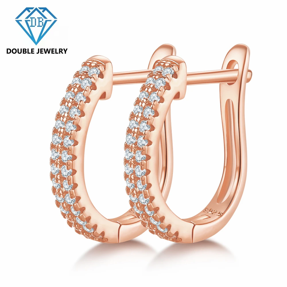 

Fashion Double jewelry Full Moissanite Hoops Earrings Silver 925 Dazzling Luxury ear Jewelry for Women Men Party Wedding Gift