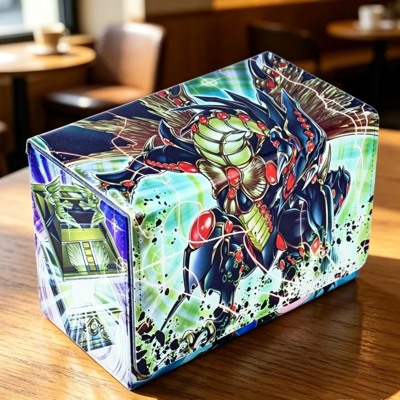 yu-gi-oh！shining-sarcophagus-window-type-double-layer-card-box-dark-magician-girl-summoned-skull-game-card-leather-storage-box