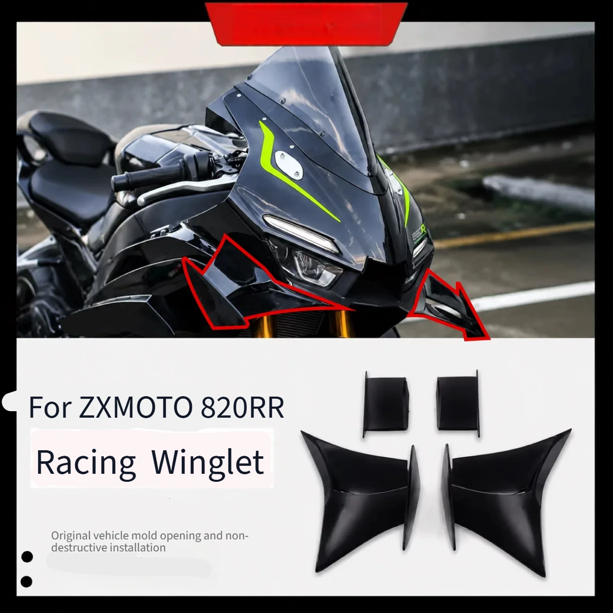 High Quality Durable For ZXMOTO 820RR Modified Winglet Racing Bigger Wider Side Air Deflector Motorcycle Modification Parts