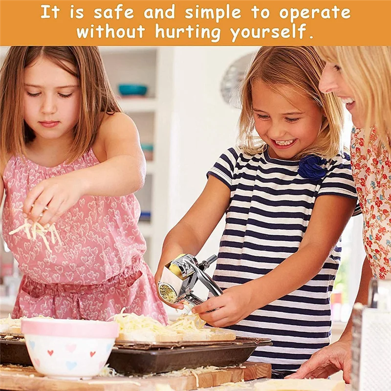 

AED4-Cheese Grater 430 Stainless Steel Vegetable Shredder Cutter Grinder With 4 Drum Blades 4-In-1(4)