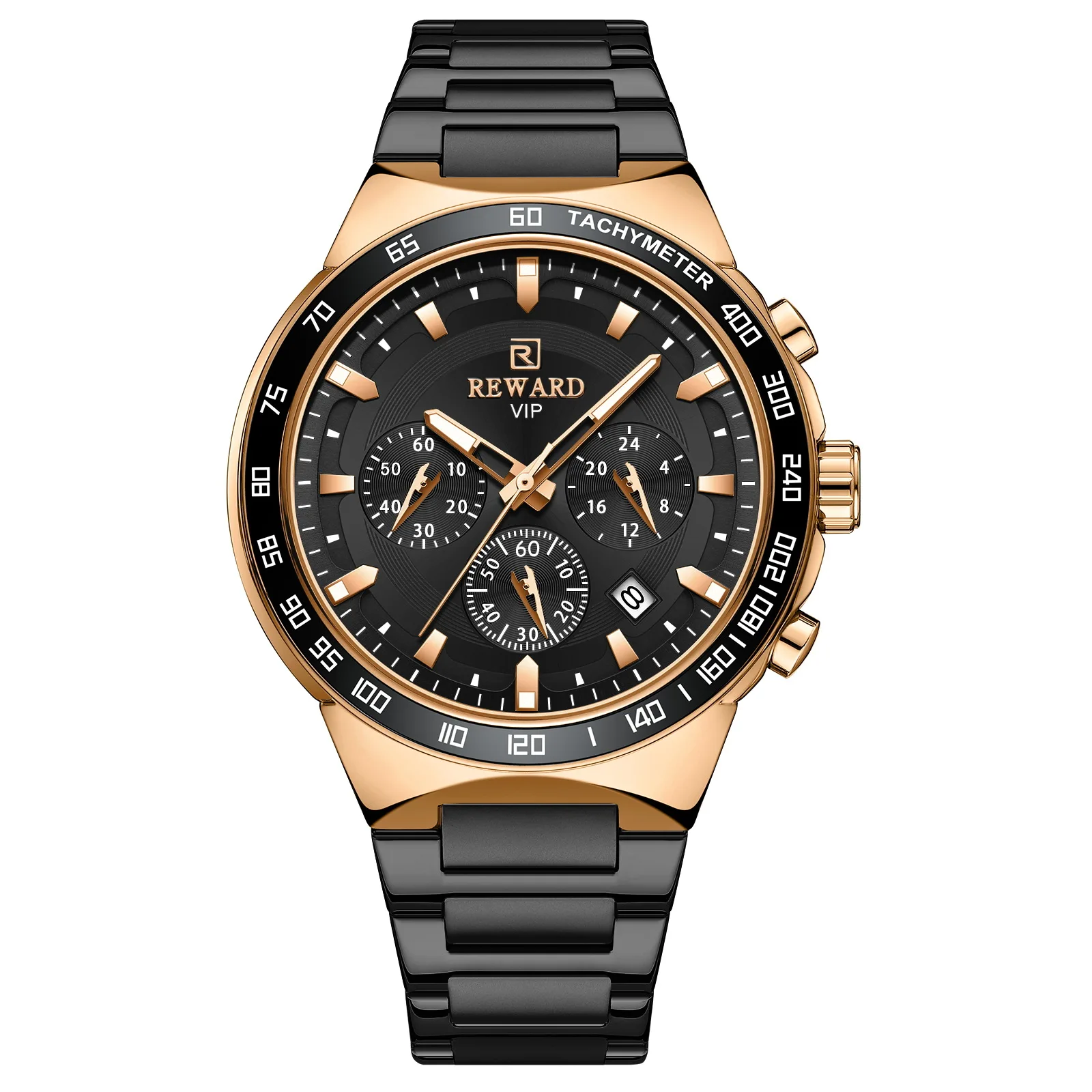 มัลติฟังก์ชั่กีฬาควอตซ์นาฬิกาผู้ชายสายสแตนเลสสามตาและหกมือโครโนกราฟผู้ชายนาฬิกากันน้ํา