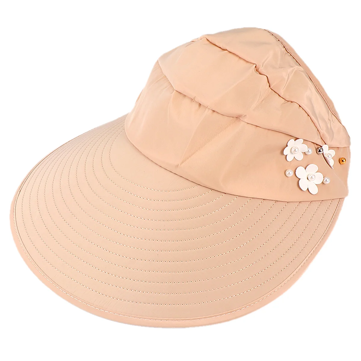 

1Pcs Summer Sun Hat Wide Brimmed Foldable Portable Breathable Cotton Floral Pattern Sun Block Hat for Women Casual Outdoor