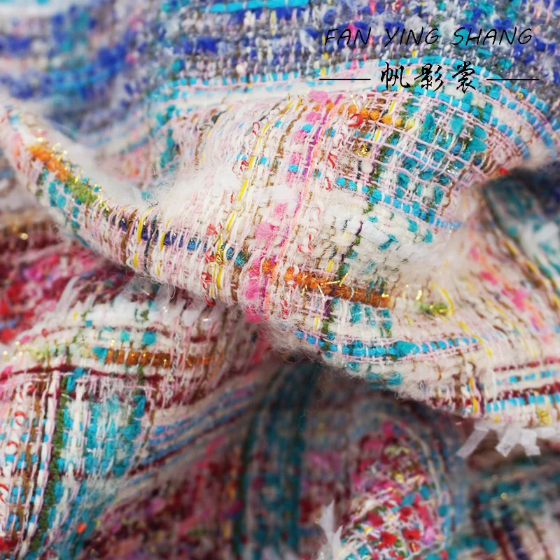 

Красочная клетчатая шерстяная твидовая ткань 2025 года для пальто, жилета, юбки Telas Costura Tissus Couture ткань, швейная ткань Tecido, ткань Diy