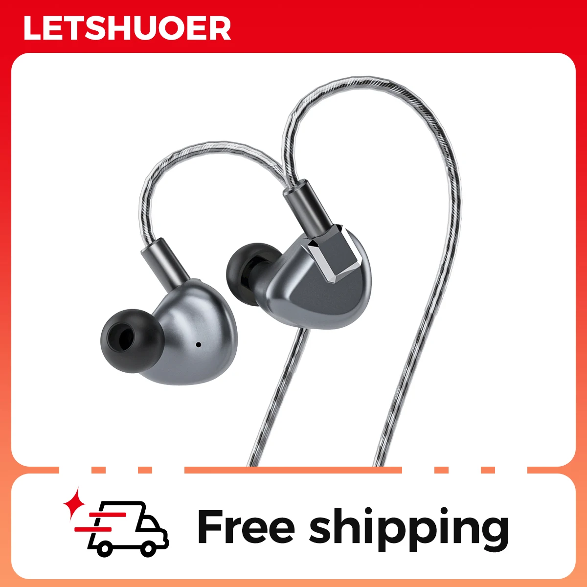 Letshuoer S12 | Planar Magnetic Driver IEM Hi-Fi Earphones with Silver Plated Monocrystalline Copper Cable 3.5mm Headphones