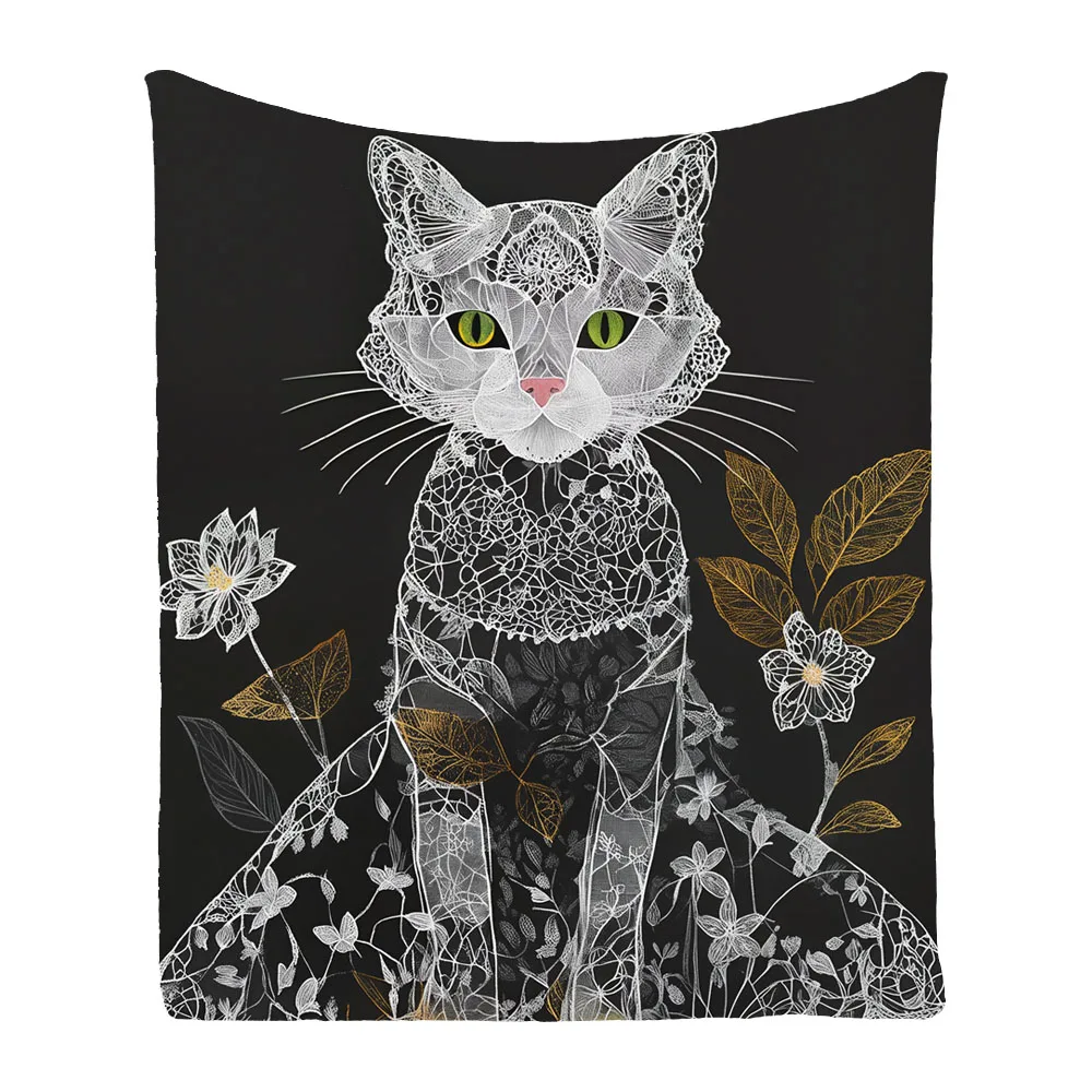 

Cool Lace Cat Flower Comfy Flannel Bedspread Sofa Throw Blanket Holiday Christmas Xmas Birthday Gift Drop Shipping
