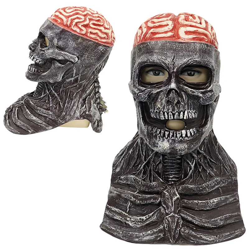 

Horror Skull Halloween Latex Skull Face Cosplay Masque with Movable Halloween Masquerade Party Face Cover for Accessory Props