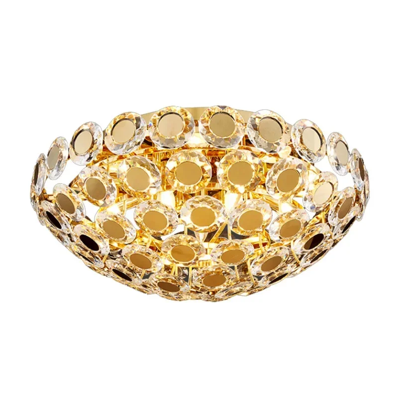 Living room lamp crystal ceiling lamp simple and generous home creative bedroom lamp three-color dimming