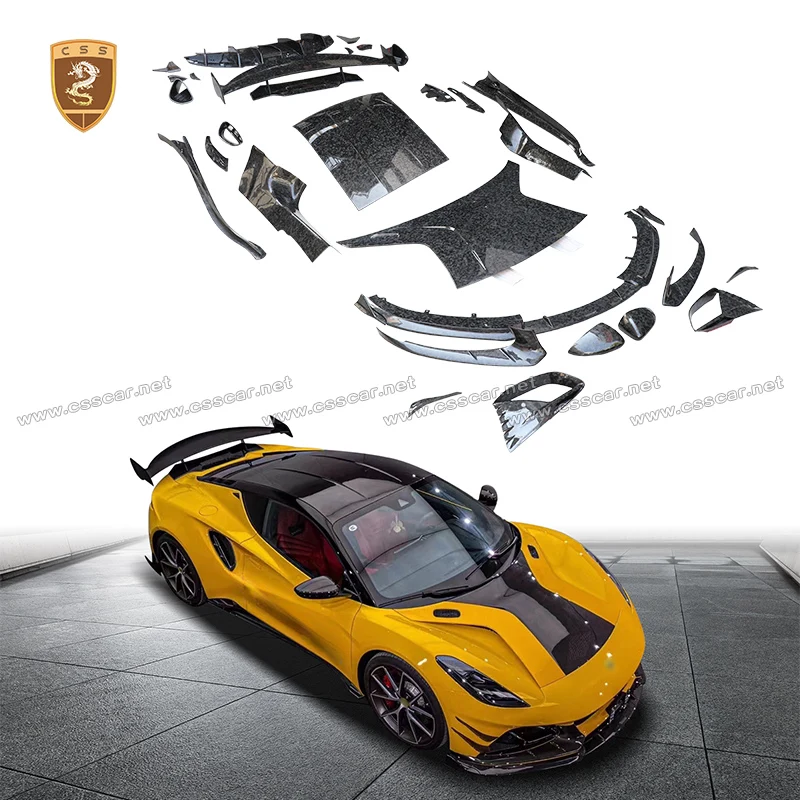 MK Style Car Front Bumper Guard Side Skirt High Roof Spoiler Engine Rear Diffuser Vent For Lotus Emira Dry Carbon Fiber Body Kit
