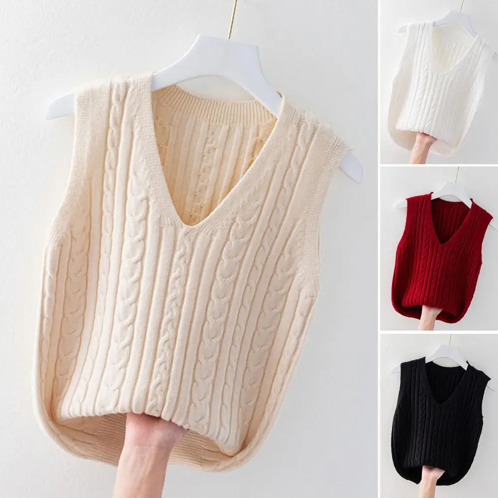 Knitwear Women's Fashion Sweater Vest Spring Autumn Style Outer Loose Sleeveless Undershirt Sweater Vest Women Pullover Top