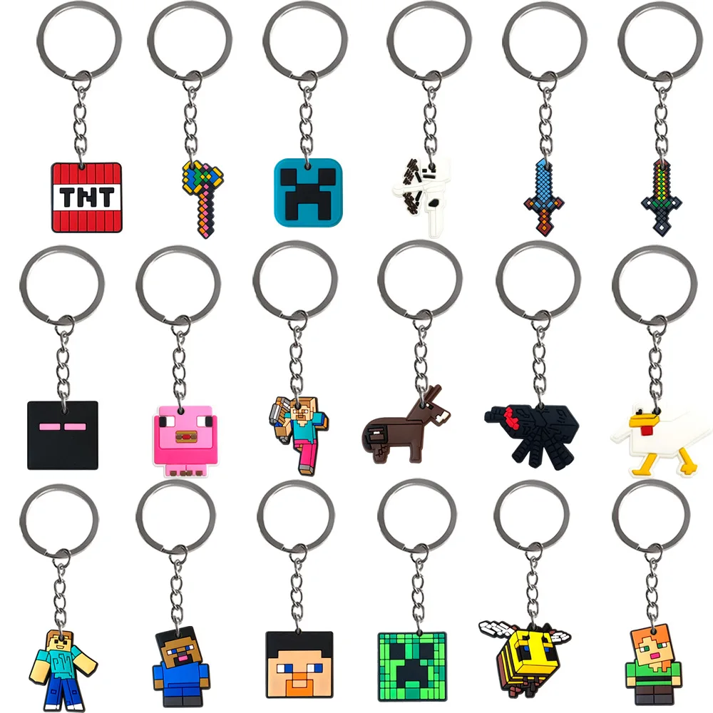 Llavero de Minecraft, Bonito Diseño de Dibujos Animados en PVC, Plástico Suave, Decoración Creativa de Celebridad de Internet, Juguetes de Moda Y2K, Anime
