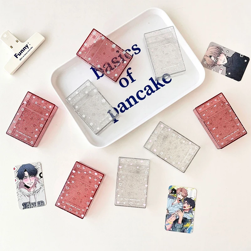 

Star Bow Photo Card Collection Flip Storage Box Holder Transparent Blingbling Box Case Idol Kpop Albumes Photo Storage Box【A】