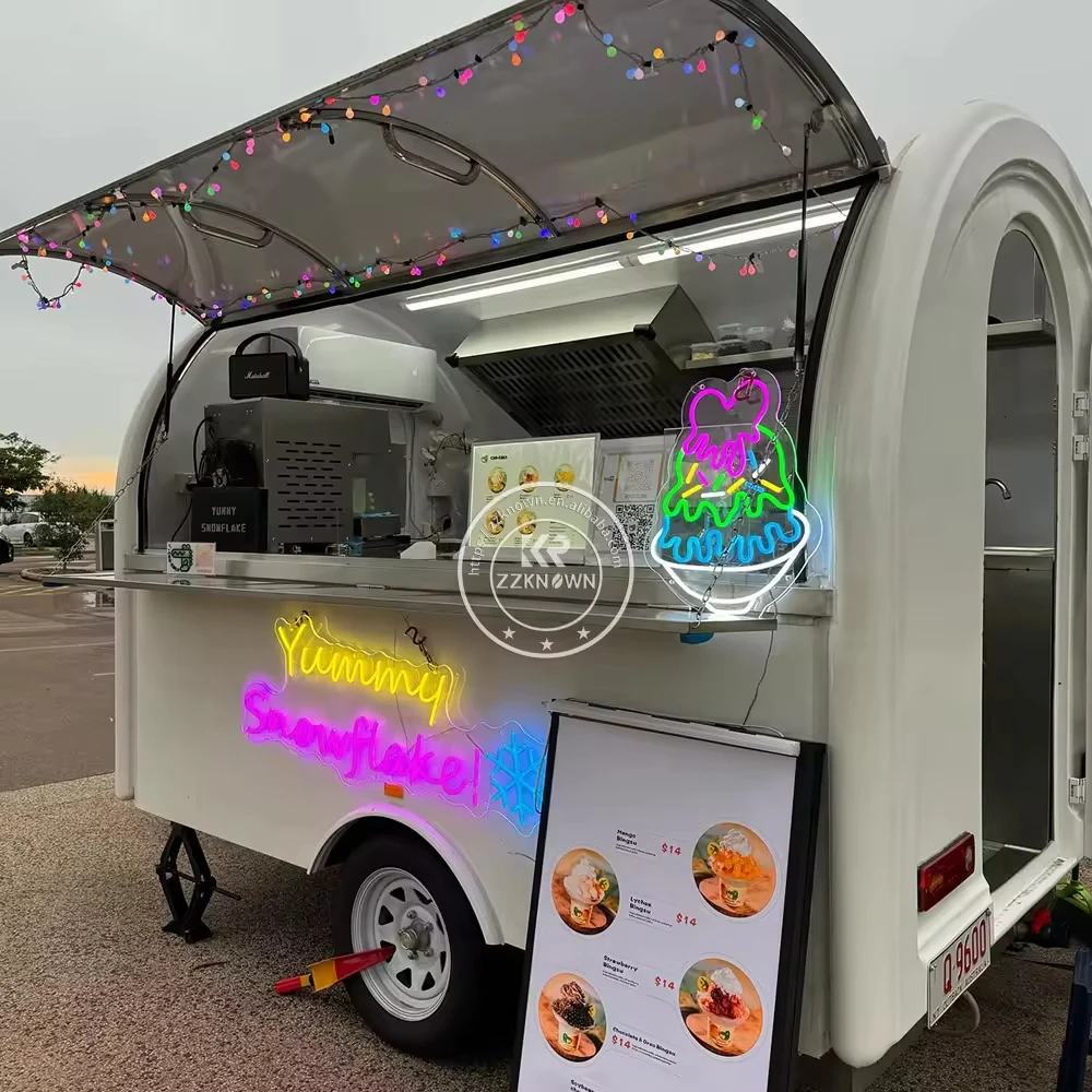 Square Stainless steel Mobile Fast Food Trailer with Full Kitchen Equipment  USA Standard Food Cart  With DOT certification