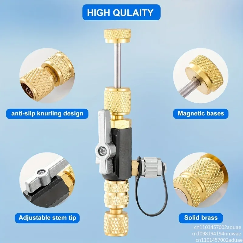 Air conditioner valve core removal tool 1/4 inch adapter, precision valve repair tool