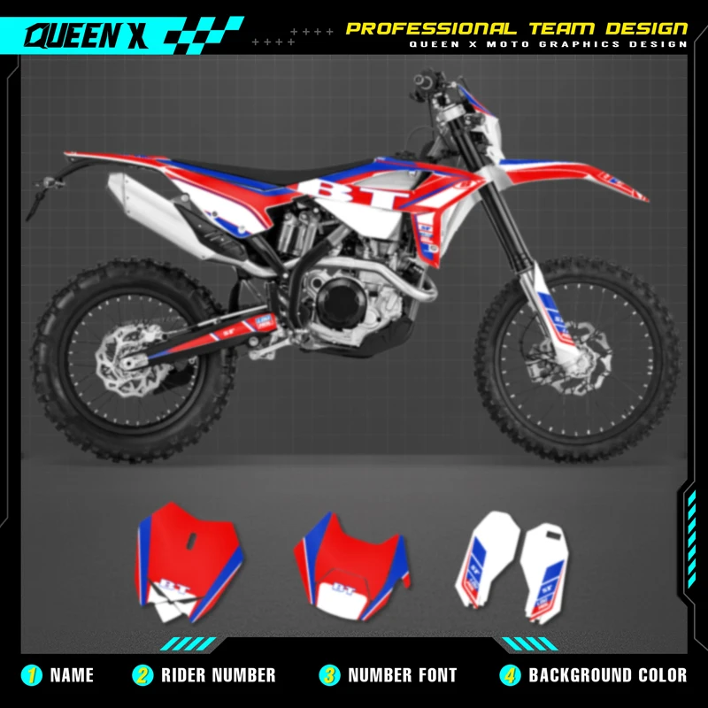 

QUEEN X MOTO Motorcycle Team Graphics Decal & Sticker Kit For BETA RR 2020 2021 2022 300R 350 390 430 480 RR-S RX 026