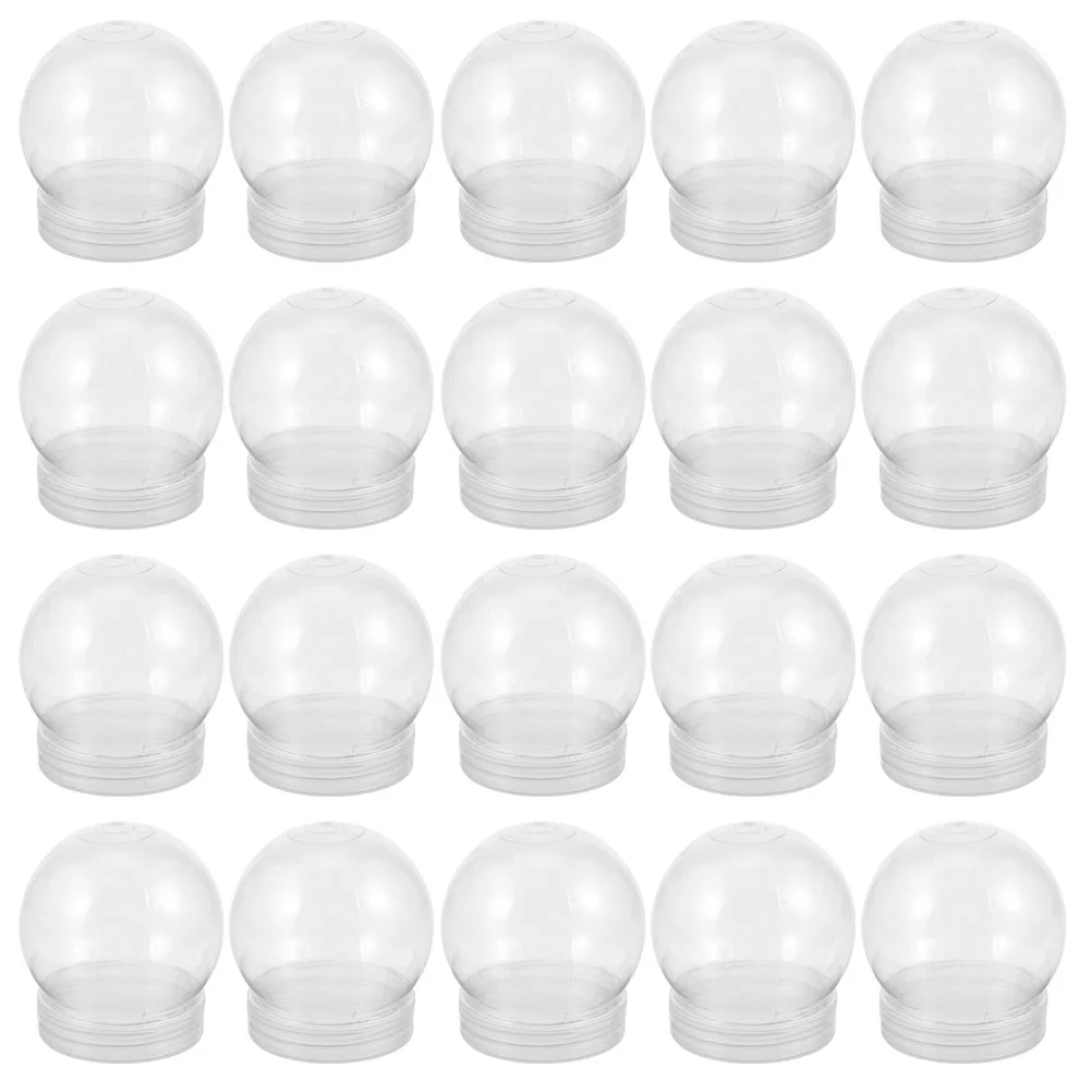 

20 Pcs DIY Snow Globe Base Christmas Water Kit Jar Refillable Props Supplies Globes Clear Accessories Child