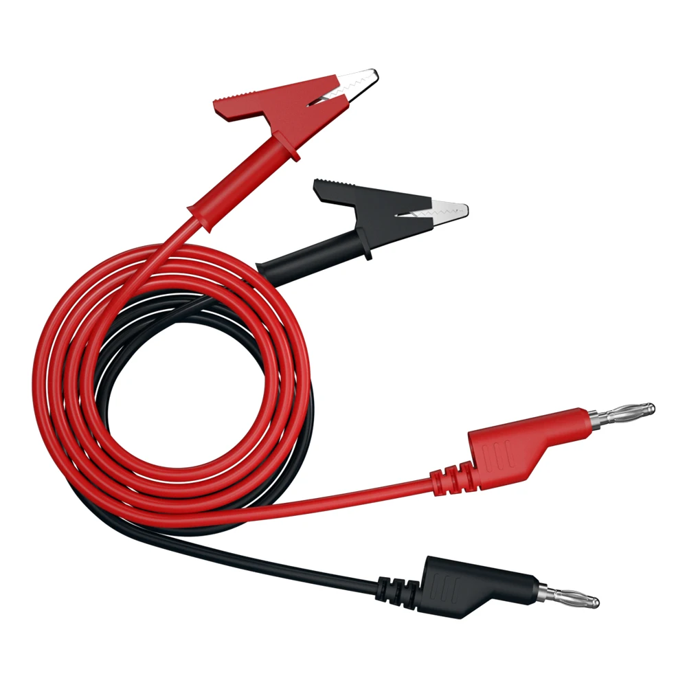 JZDZ-Cable Banana a pinza de cocodrilo, 2 piezas, 4mm, multímetro, cables de prueba, Cable de puente, 1m/3,3 pies, rojo, negro