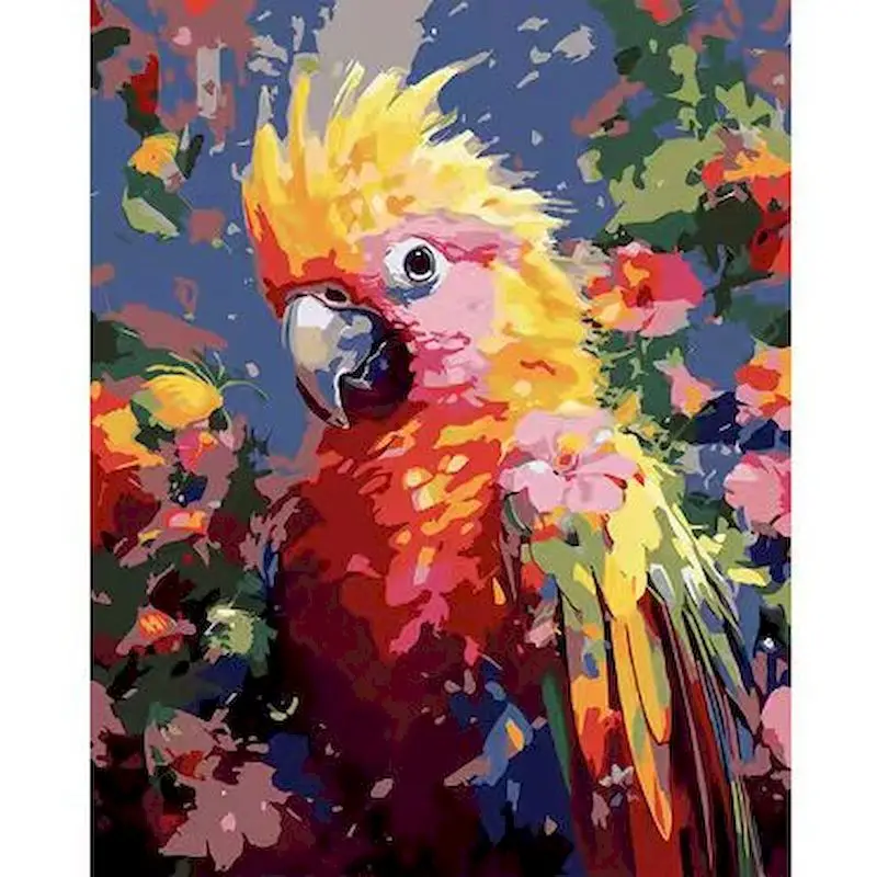 

SDOYUNO Paint By Numbers Parrot Drawing on Canvas Acrylic Paints Floral 40x50cm Handpainted Coloring Wall Art Picture Unique Gif