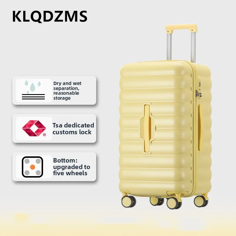 

KLQDZMS чемодан на колесиках большой емкости из АБС-пластика + ПК, посадочный чемодан 20 "22" 24 "26" 28 дюймов, прочный и прочный студенческий чемодан